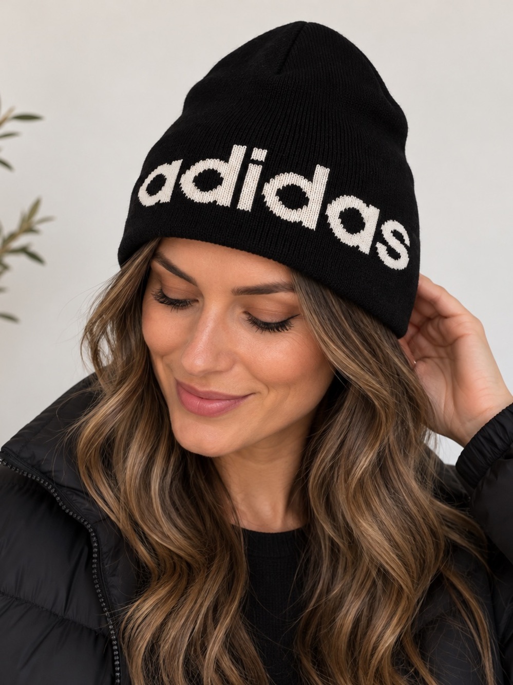 Adidas Black & White Logo Knit Beanie